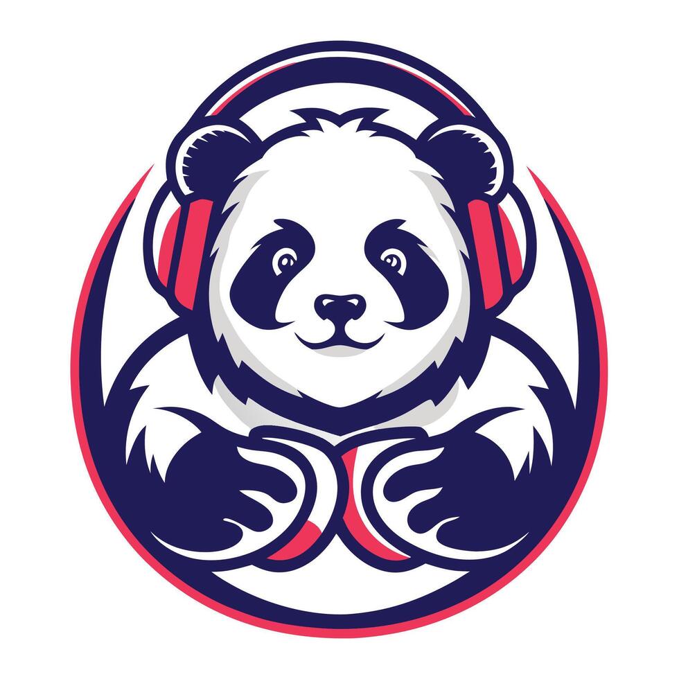 a panda wearing headphones and headphones vector