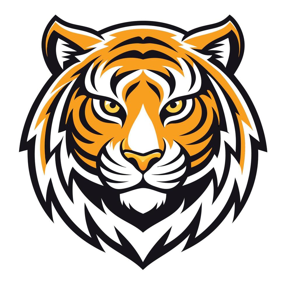 the head of a tiger is shown on a white background vector