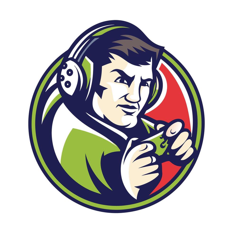 a man wearing headphones holding a controller vector
