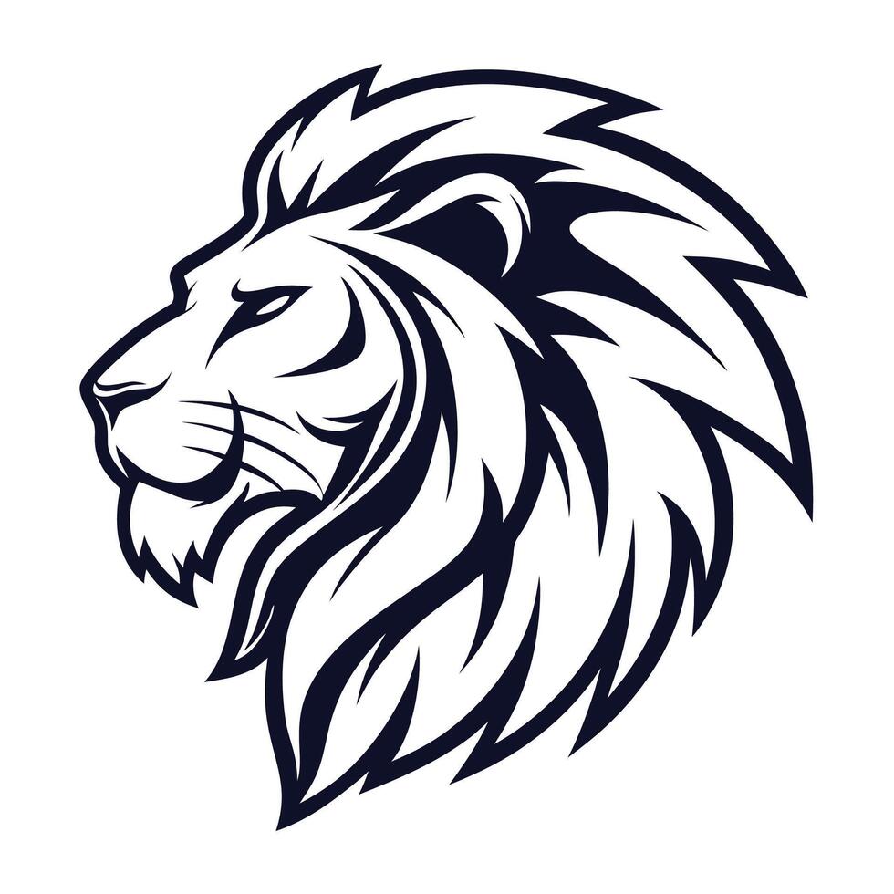 lion head logo, illustration vector