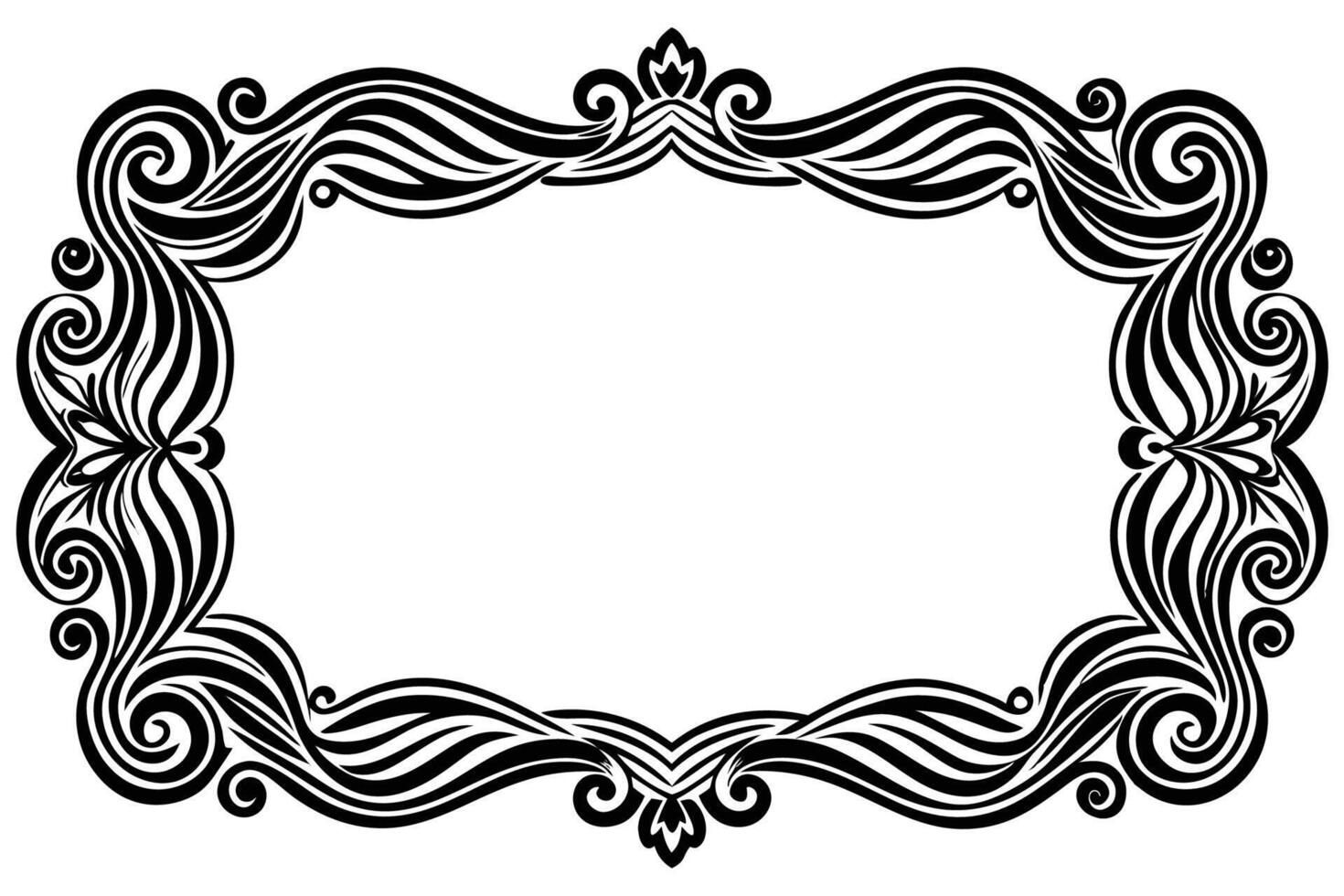 a black and white ornate frame with swirls vector