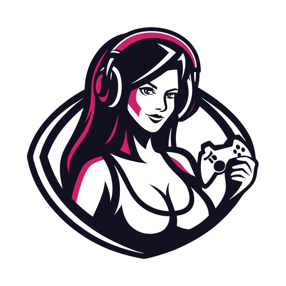 a woman with headphones and a controller vector