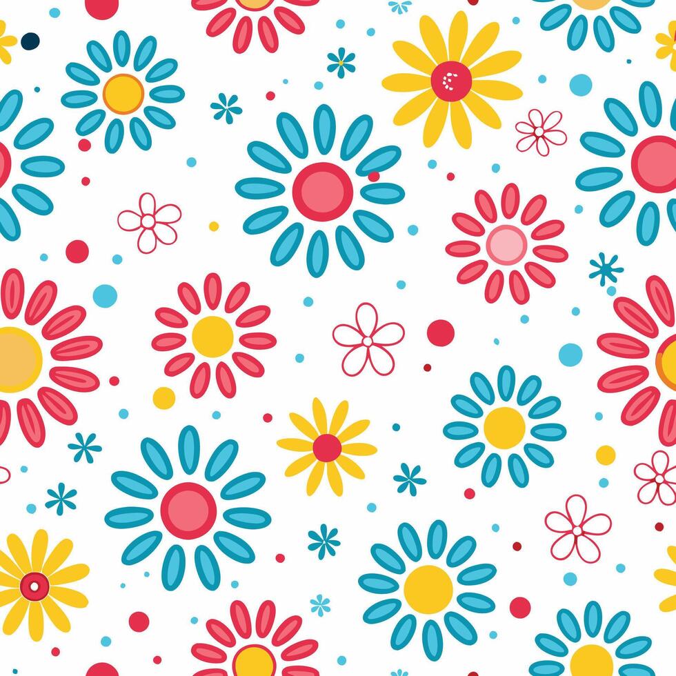 a colorful pattern with flowers on a white background vector