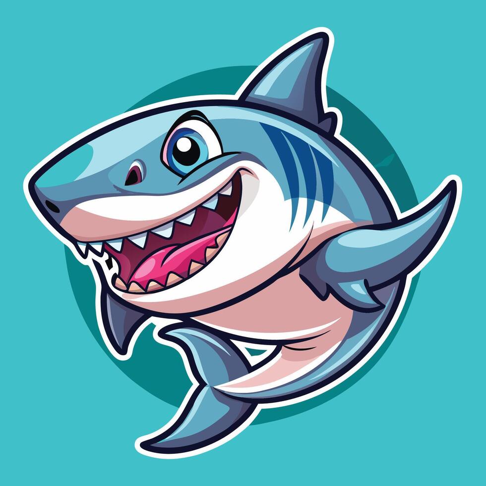 a cartoon shark with open mouth and teeth vector