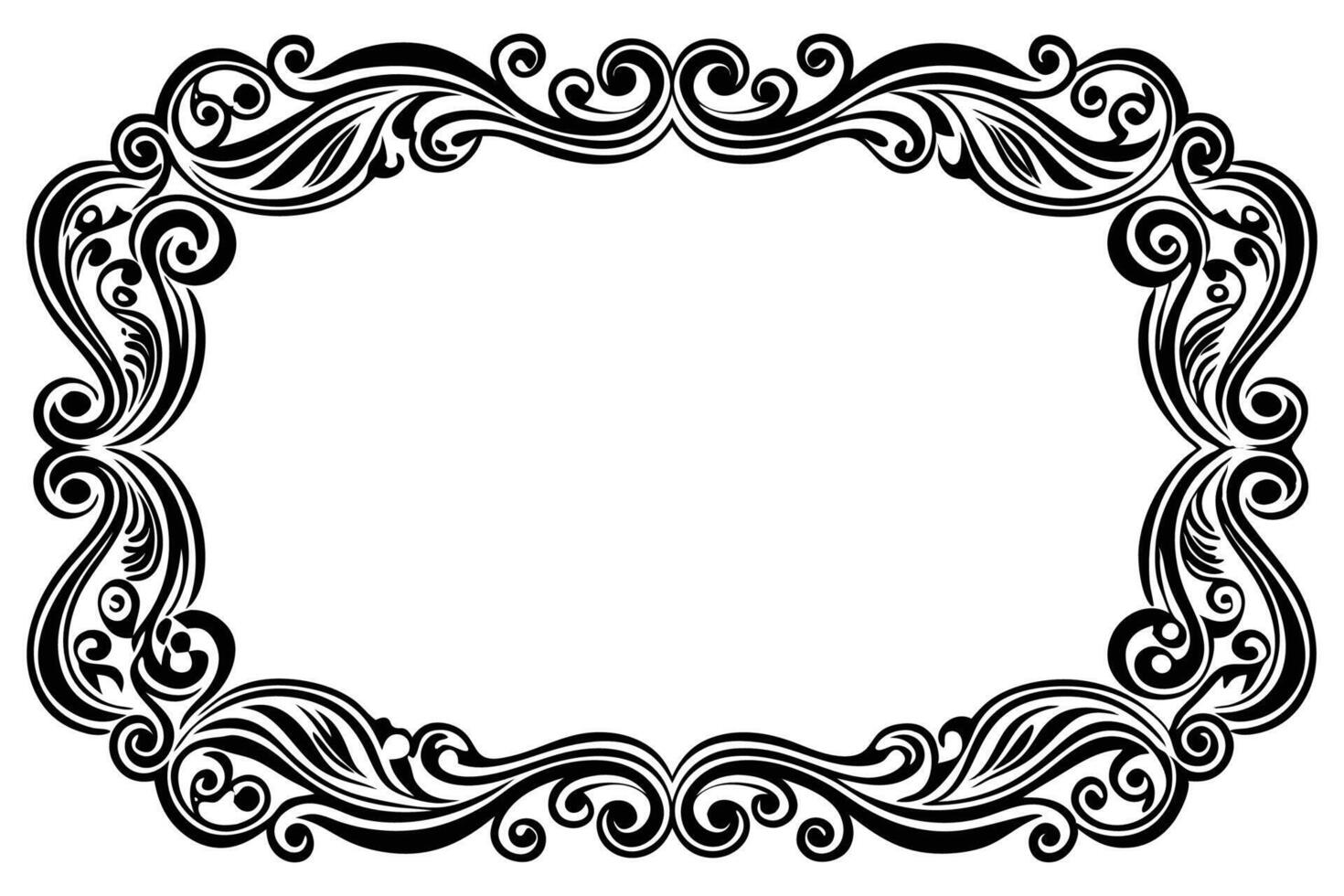 a black and white ornate frame with swirls vector