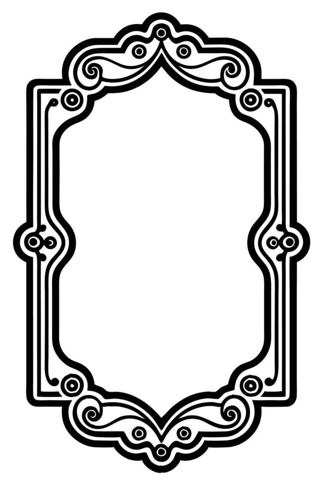 a black and white drawing of a frame with ornate design vector