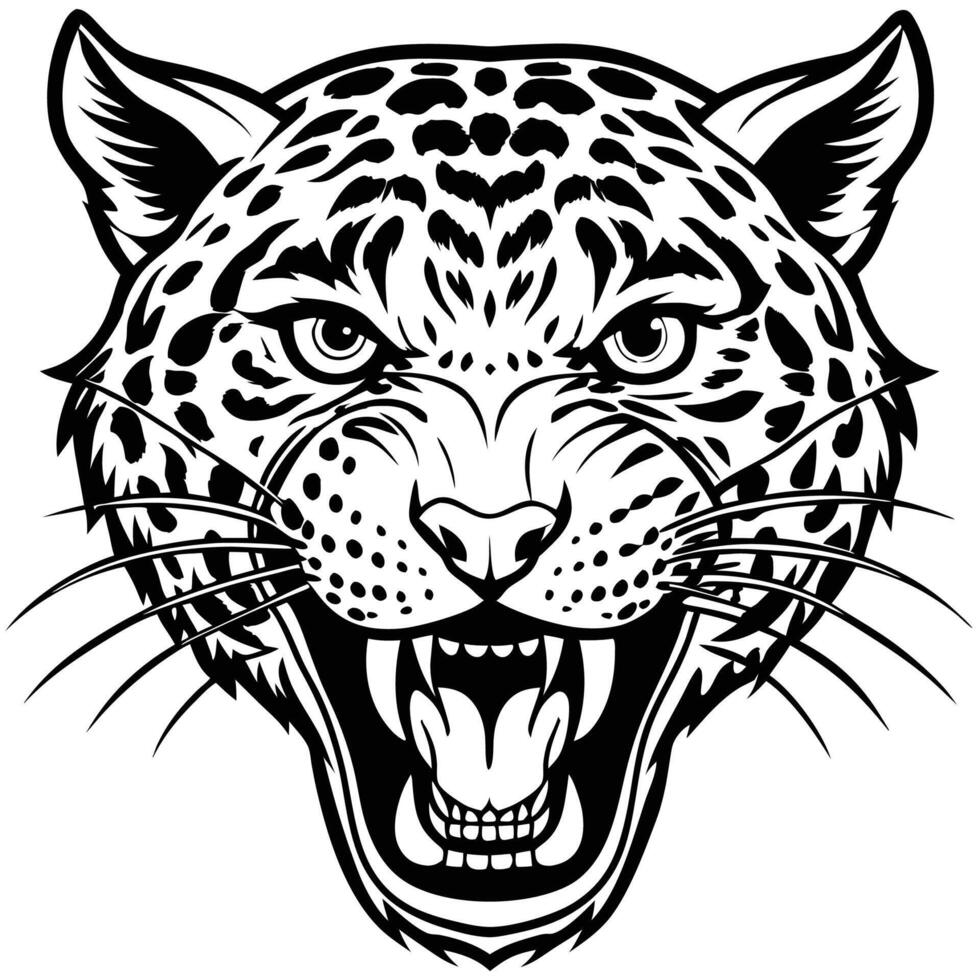 a jaguar head with its mouth open vector
