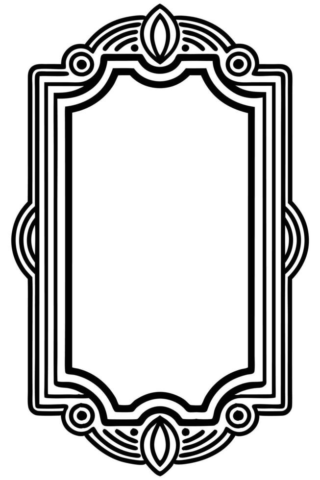 a black and white drawing of a frame with a decorative border vector