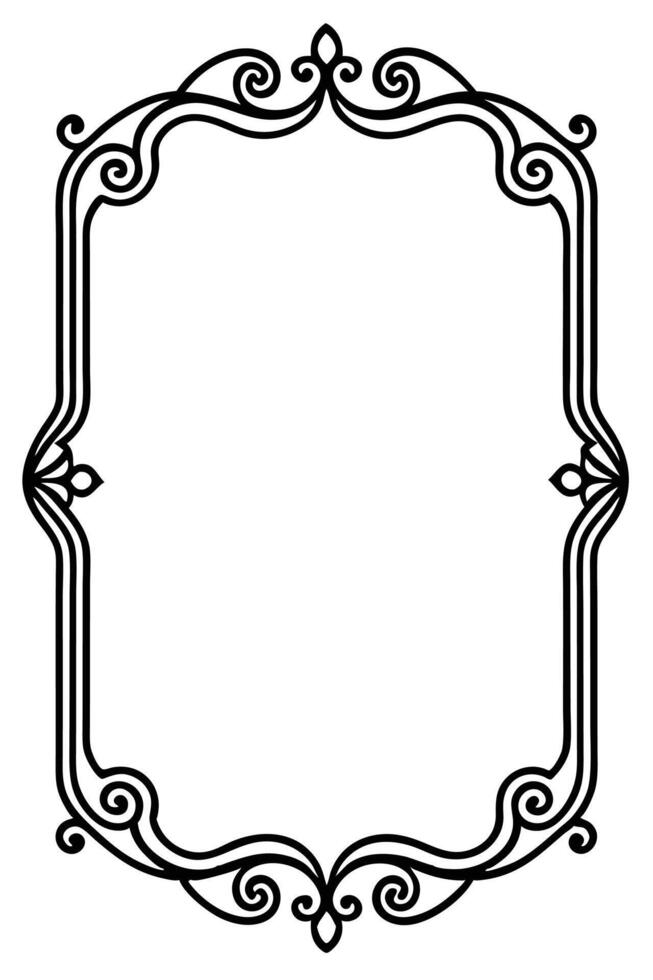 a black and white drawing of a frame with a scroll vector