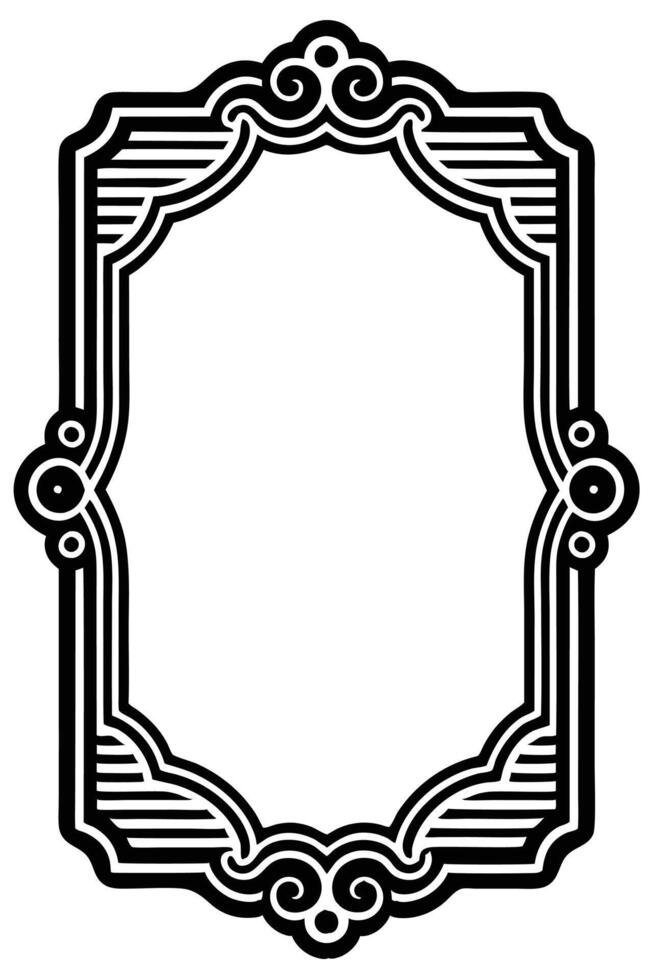 a black and white ornate frame with a scroll vector