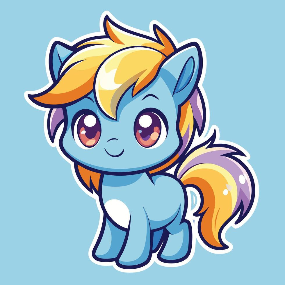 a cartoon pony with a blue and yellow mane vector