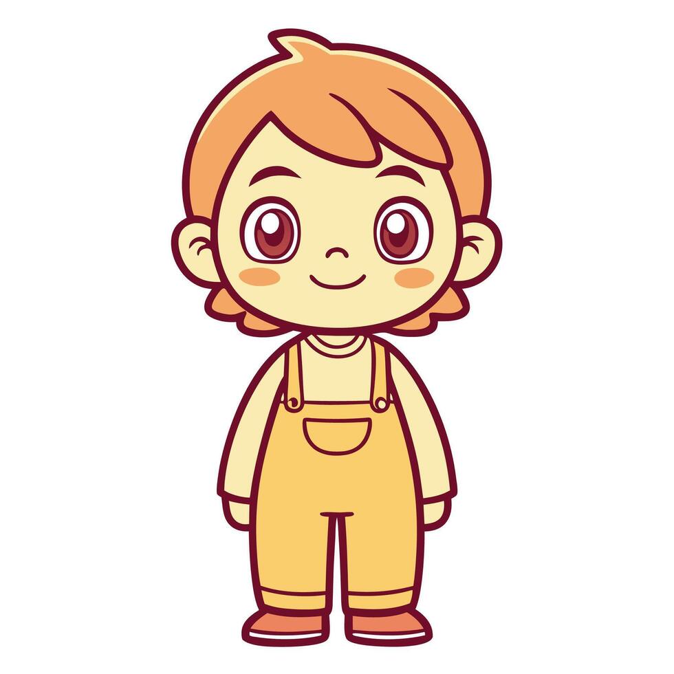 a cartoon boy in overalls standing with his hands on his hips vector