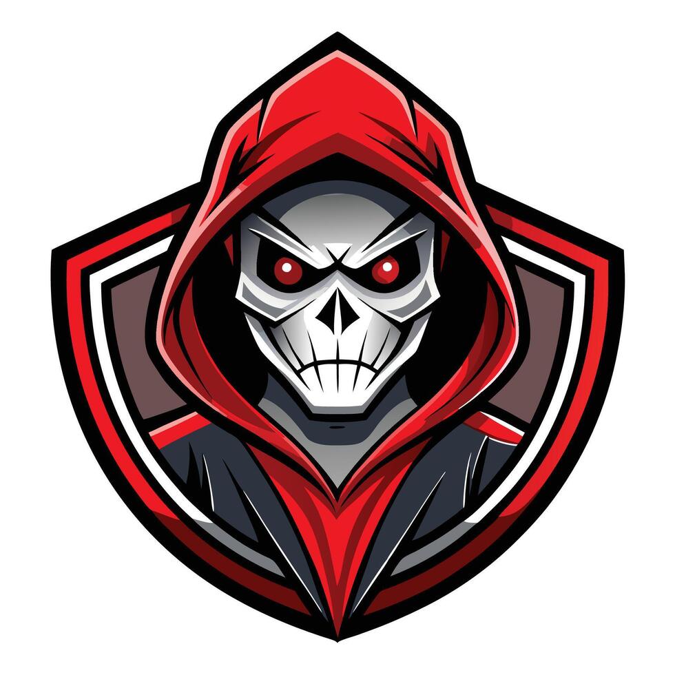 a red hooded skull with a red face vector