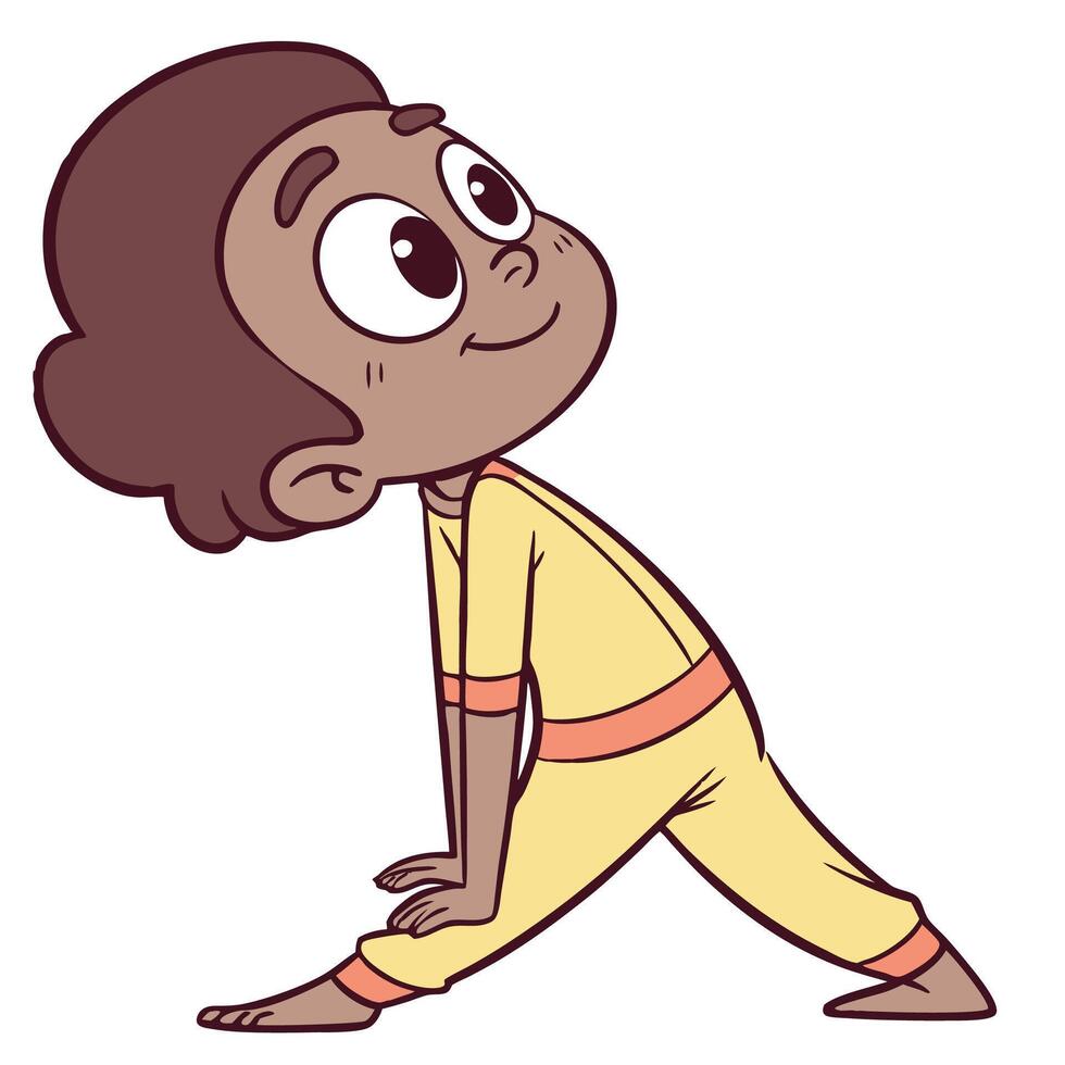 a cartoon boy doing yoga vector