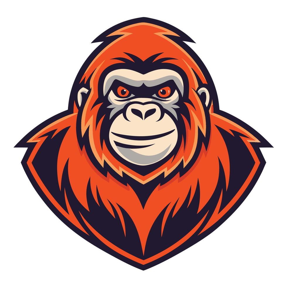 an orange gorilla head with a big mouth vector