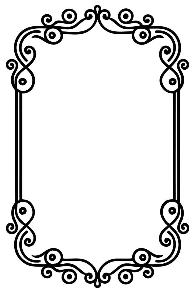 a black and white drawing of a frame with swirls vector