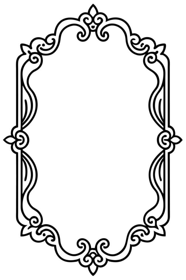a black and white drawing of a frame with ornate design vector