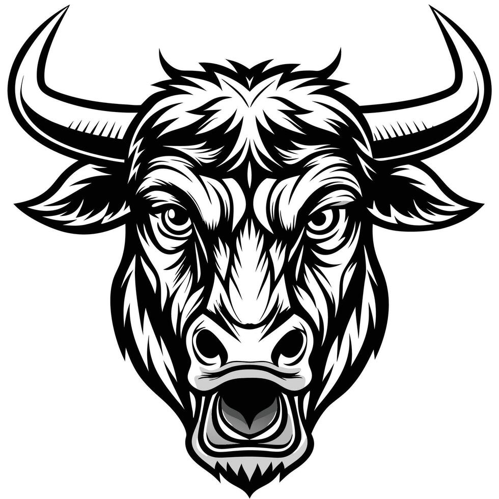 an angry bull head with horns on a white background vector