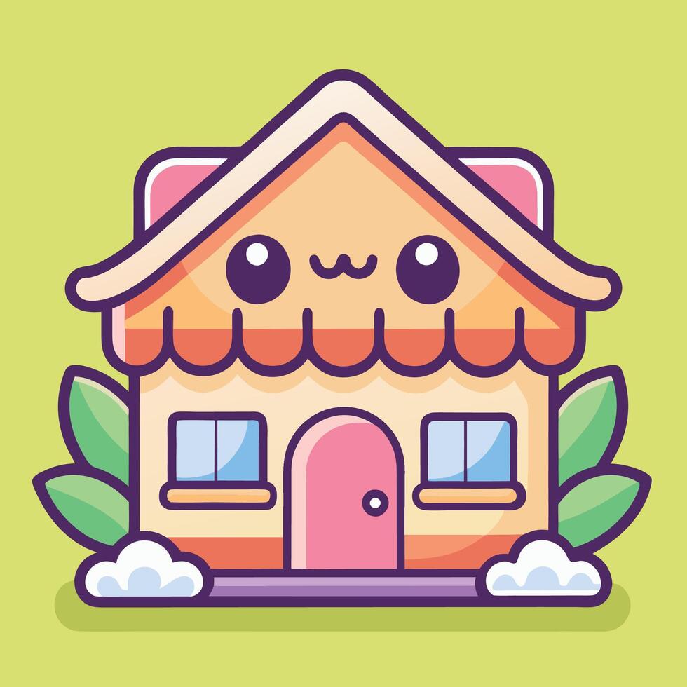 a cute house with a window and a door vector