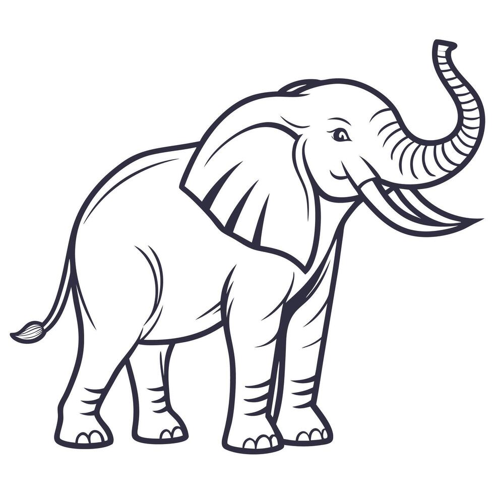 an elephant is standing in a line drawing vector