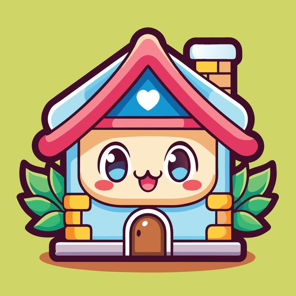 a cute little house with a heart on the roof vector