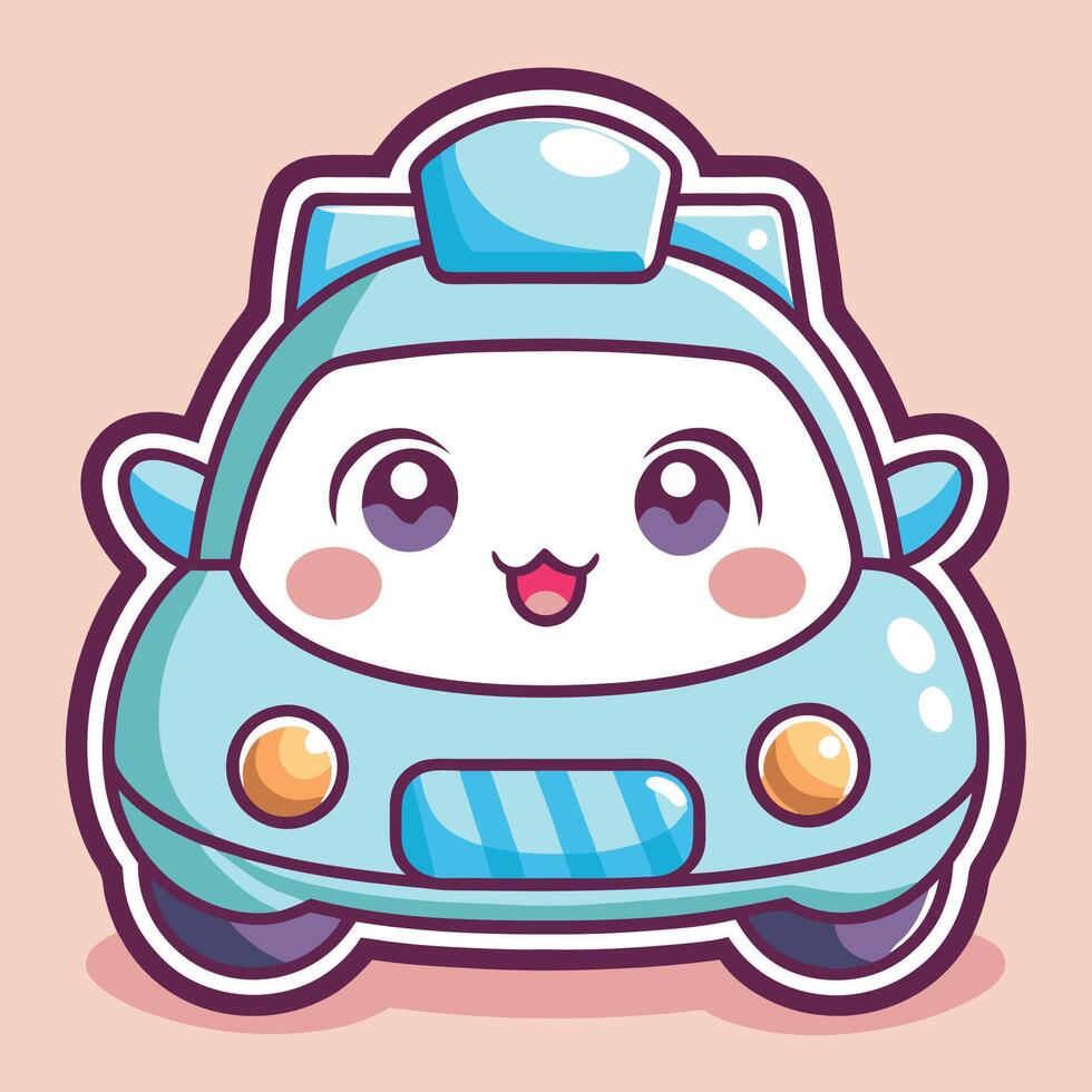 cartoon car with eyes and smile vector