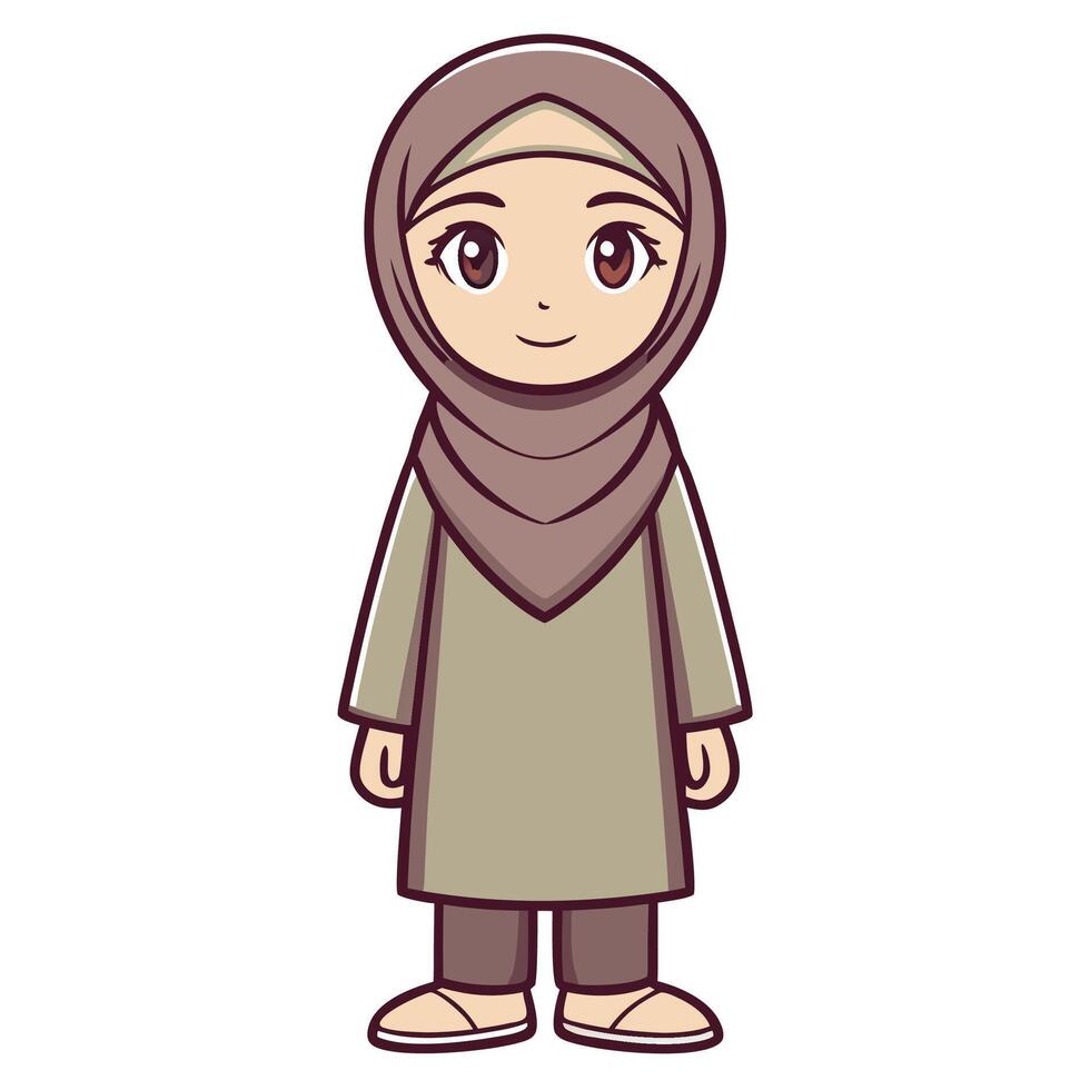 a cartoon muslim girl in a hijab vector
