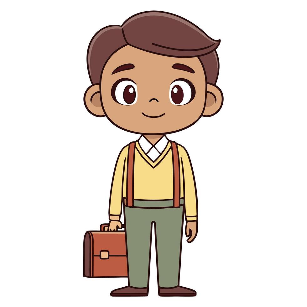 cartoon boy with briefcase and tie vector