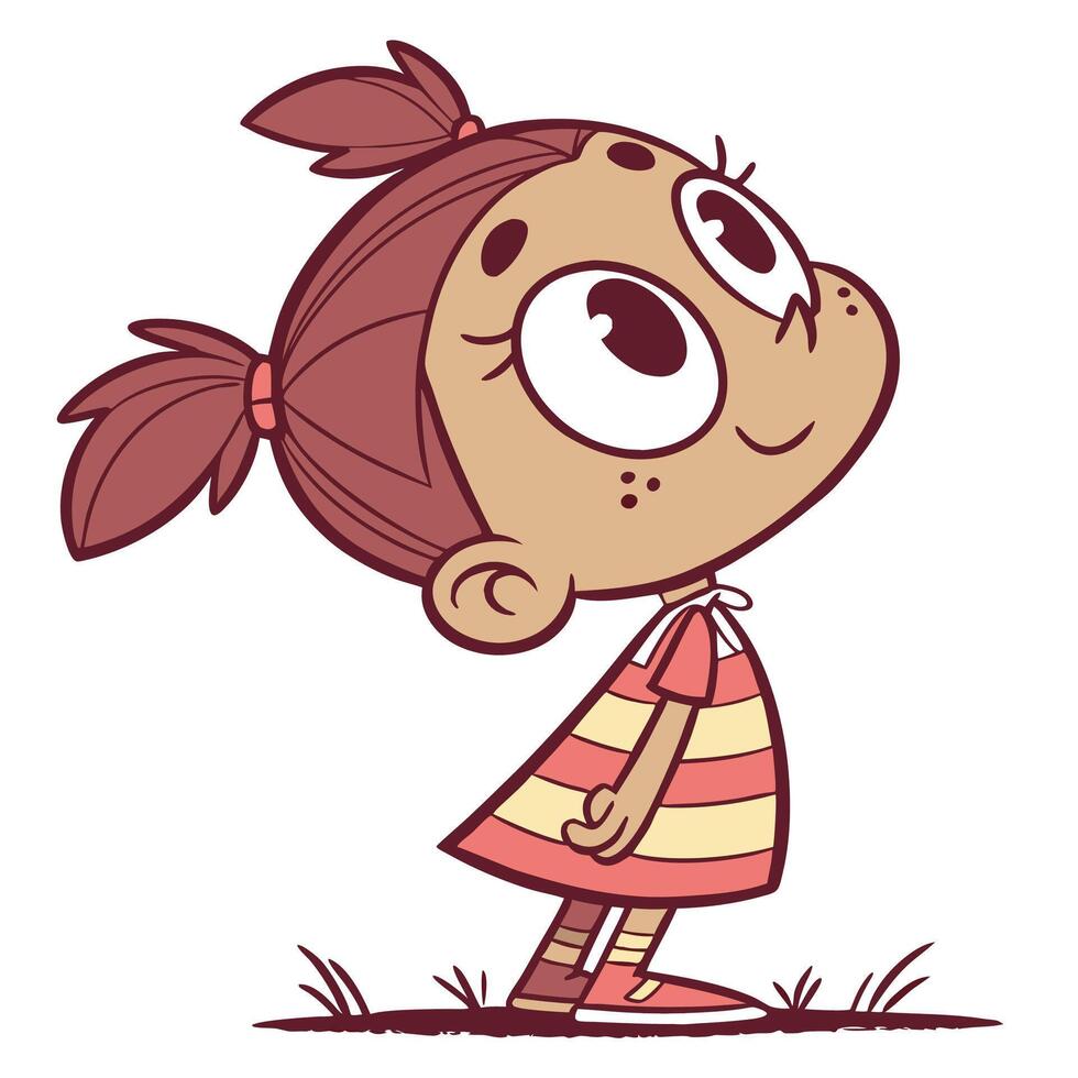 a cartoon girl standing in the grass vector