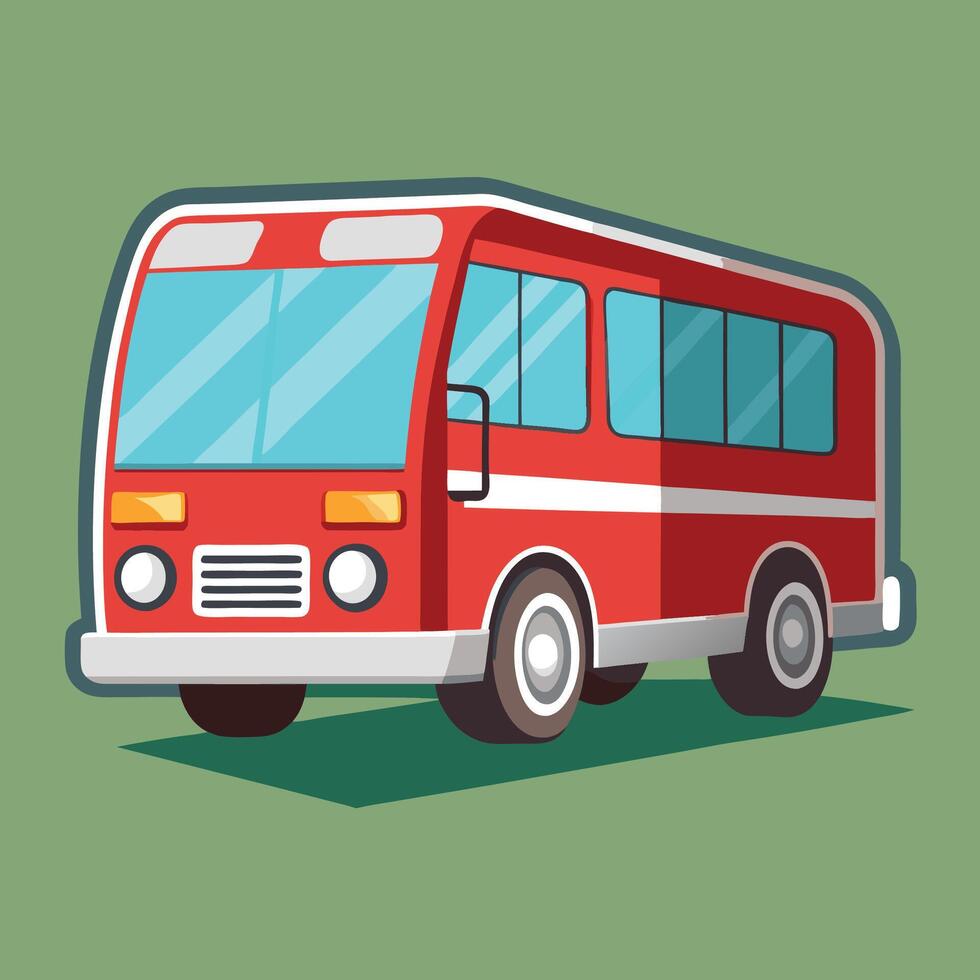 a red bus on a green background vector