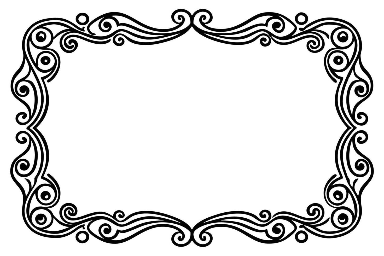 a black and white ornate frame with swirls vector