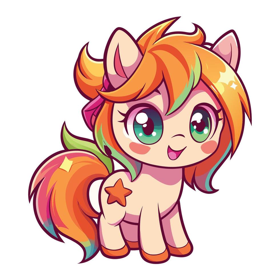 a pony with orange hair and green eyes vector