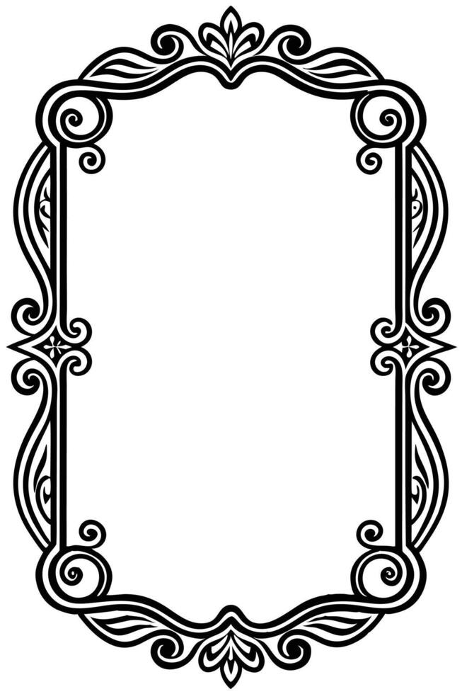 a black and white ornate frame with a white background vector