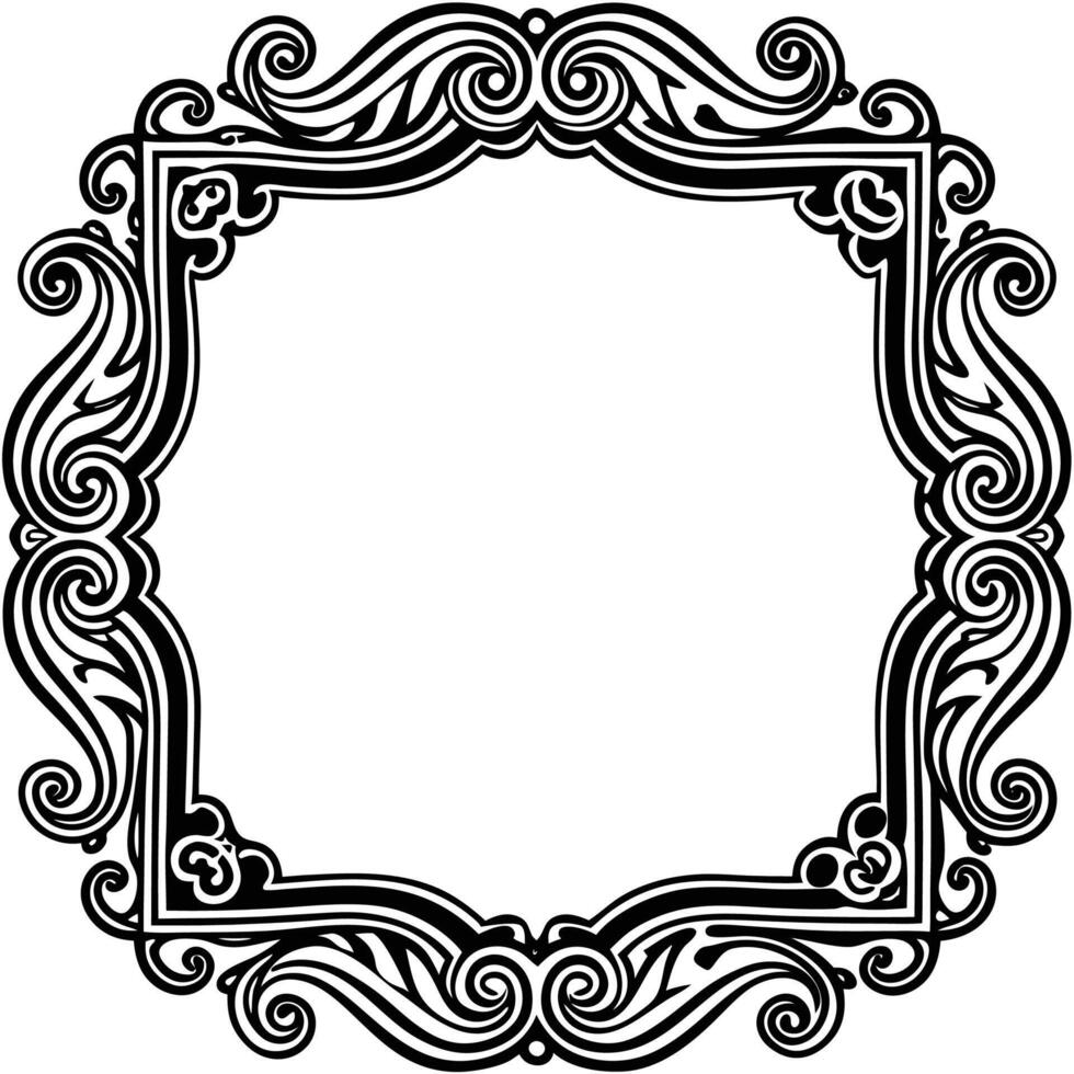 a black and white ornate frame with swirls vector