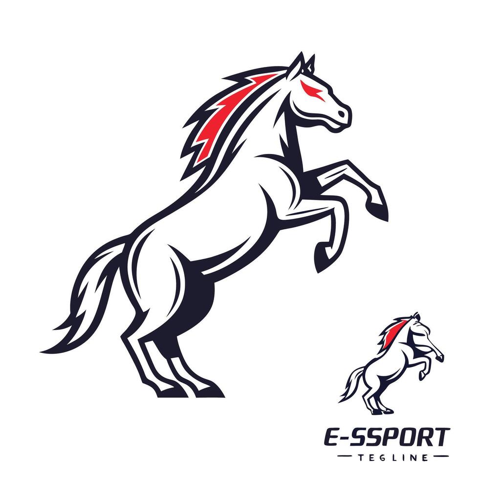 a horse logo with red and white stripes vector