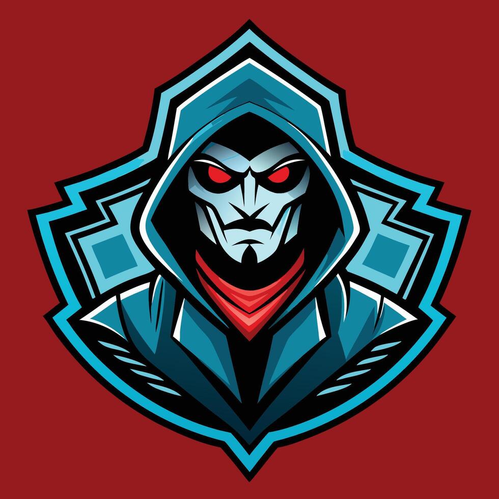 the evil man in a hoodie with red eyes vector