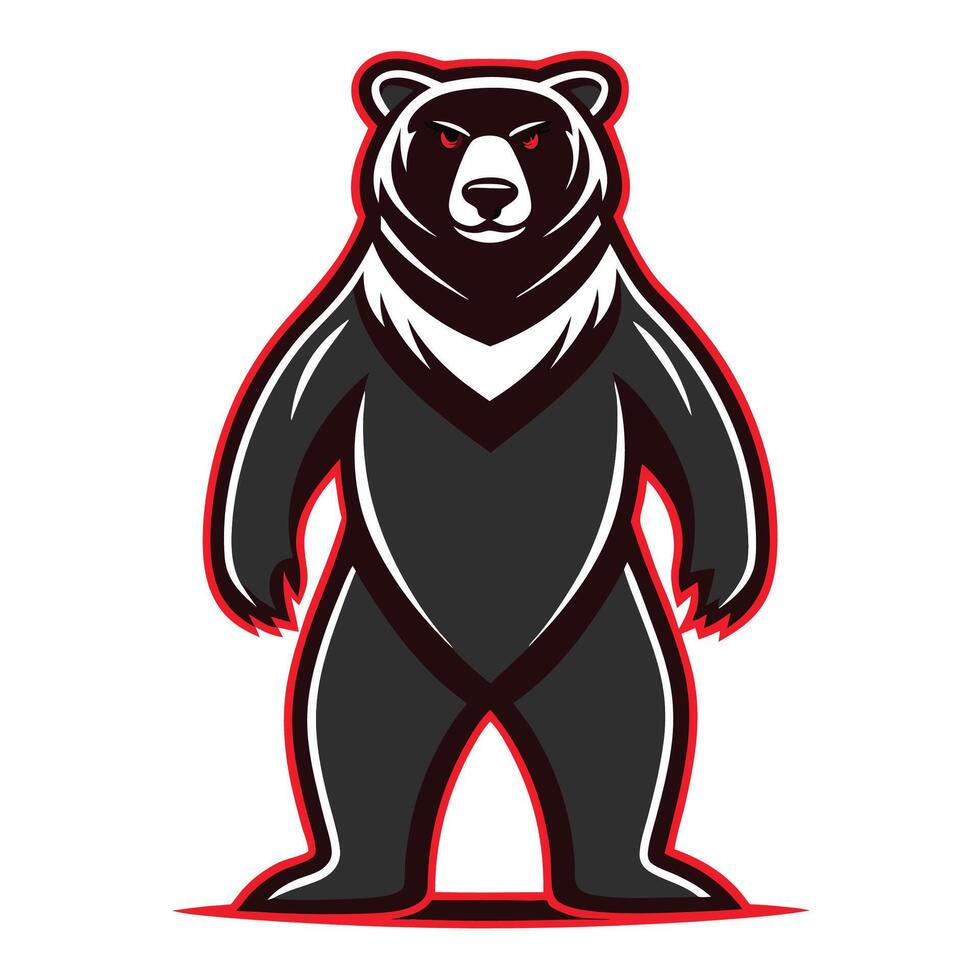 a black bear mascot with red stripes vector
