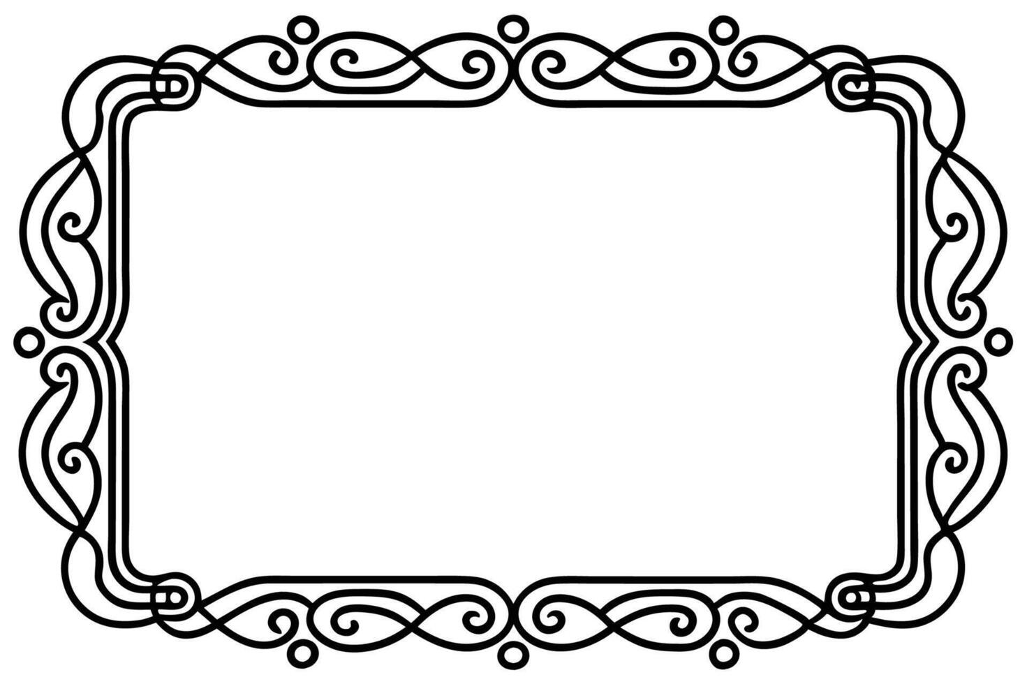 a black and white drawing of a frame with a scroll pattern vector