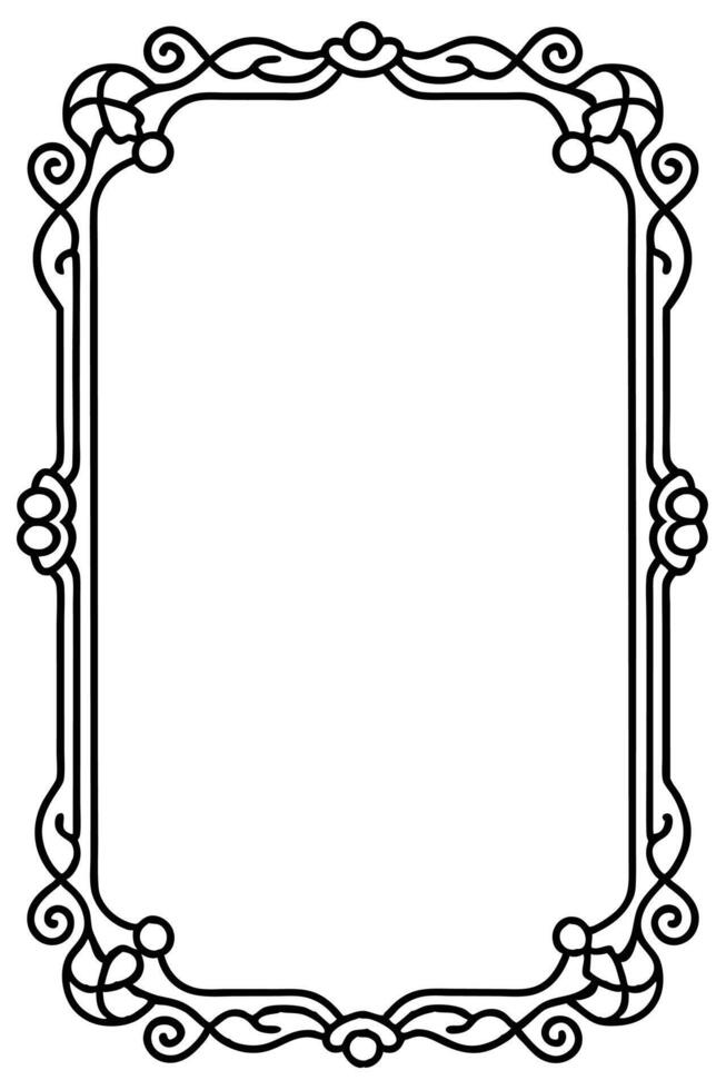 a black and white drawing of a frame with a scroll vector