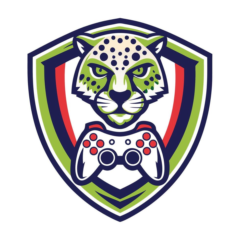 a jaguar holding a controller in its mouth vector
