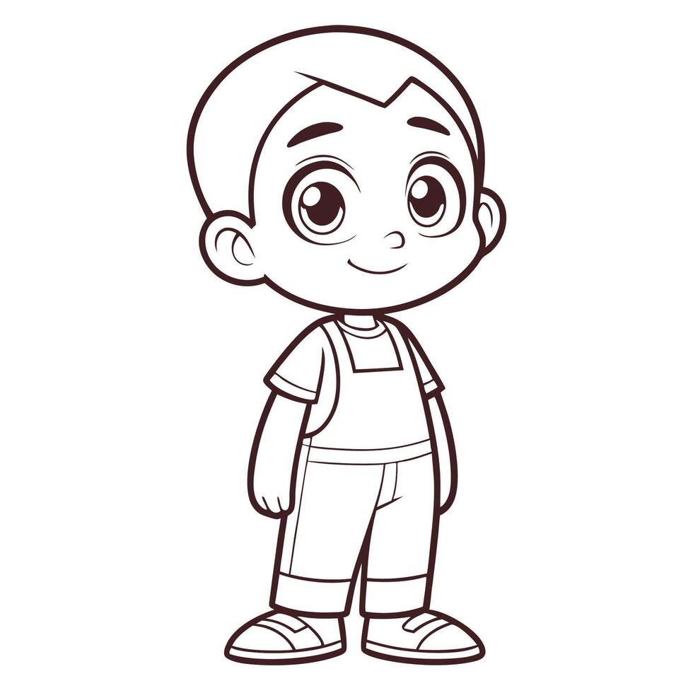 cartoon boy in overalls standing with his hands on his hips vector