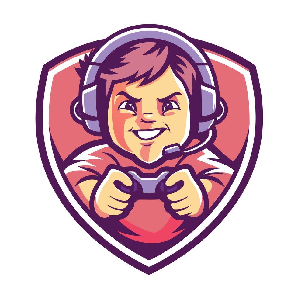 a cartoon boy playing games with headphones on vector