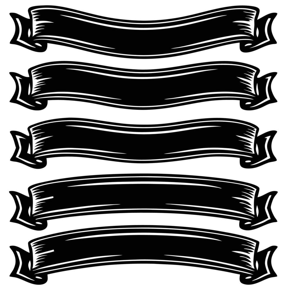 a set of black ribbons with ribbons and ribbons vector