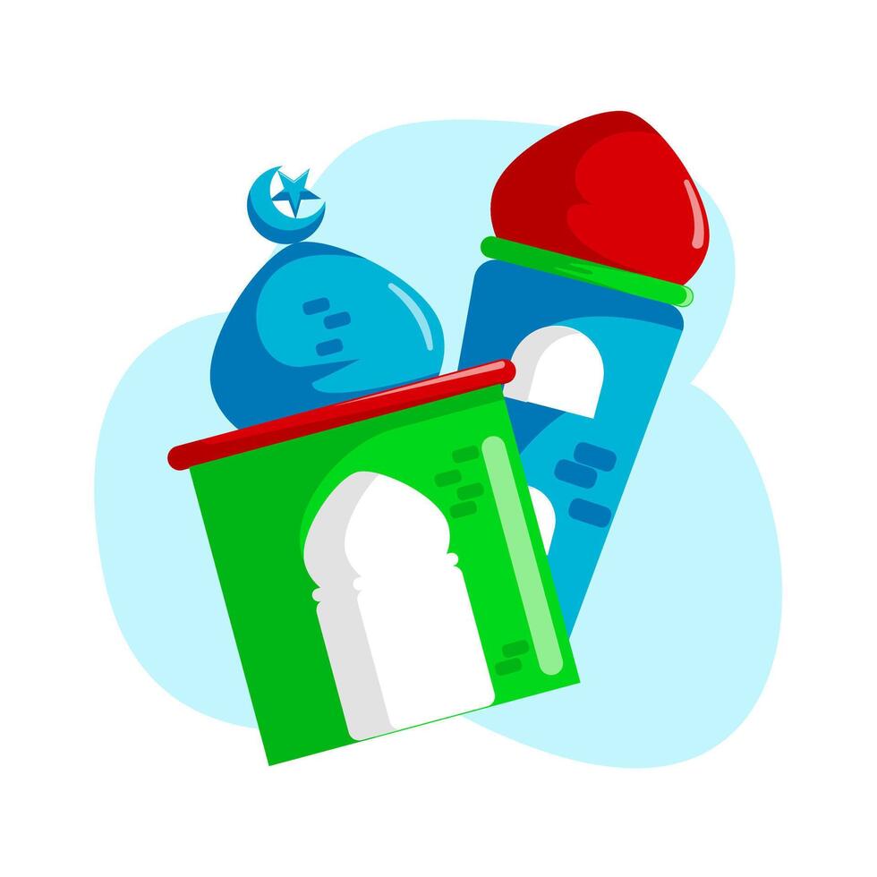 Ramadan element set, mini mosque with white background vector