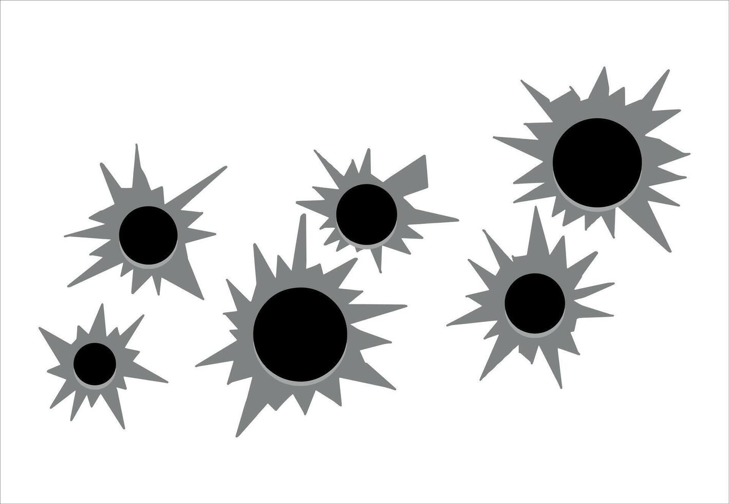 Bullet hole. gunshot hit in wall. Gun damage, break crack in steel background. Military war and army weapon decoration vector