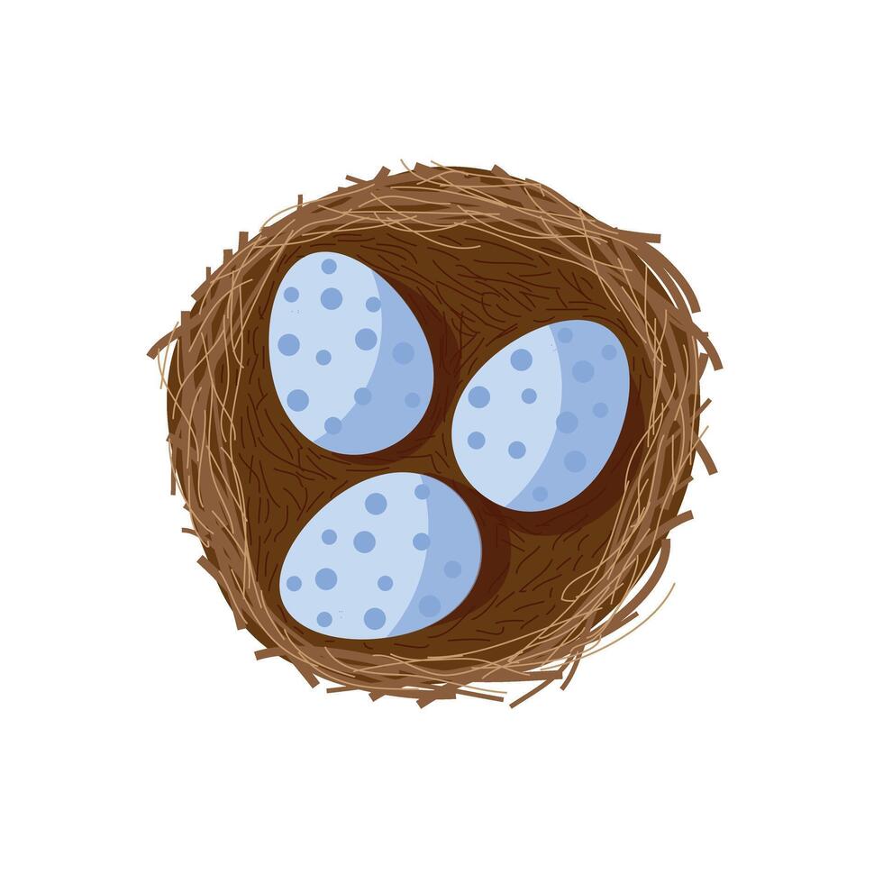 Bird eggs inside nest flat icon. vector