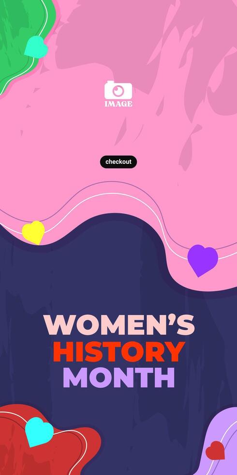 Womens History Month celebration flat design in march. Banner template for greeting, campaign, annual event vector