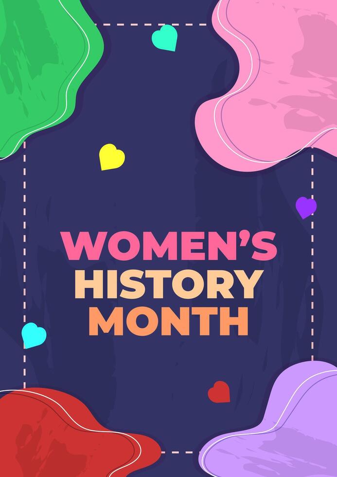 Womens History Month celebration flat design in march. Poster template for greeting, campaign, annual event vector