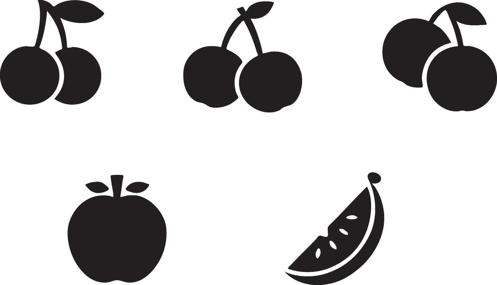 Silhouette fruit icon set vector