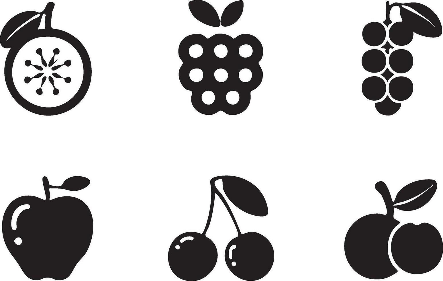 An icon of fruits in black vector